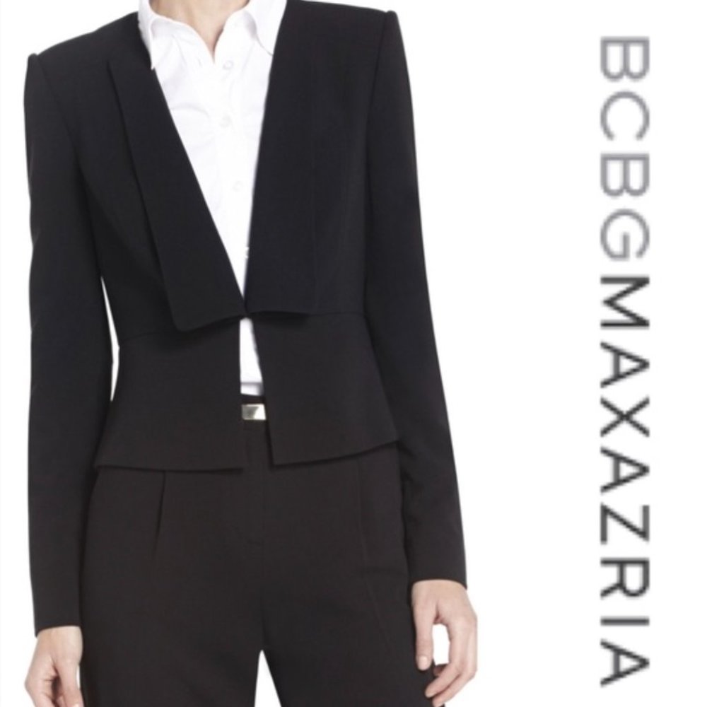 BCBGMAXAZRIA Penn Shawl Collar Peplum Blazer Large - Picture 2 of 8